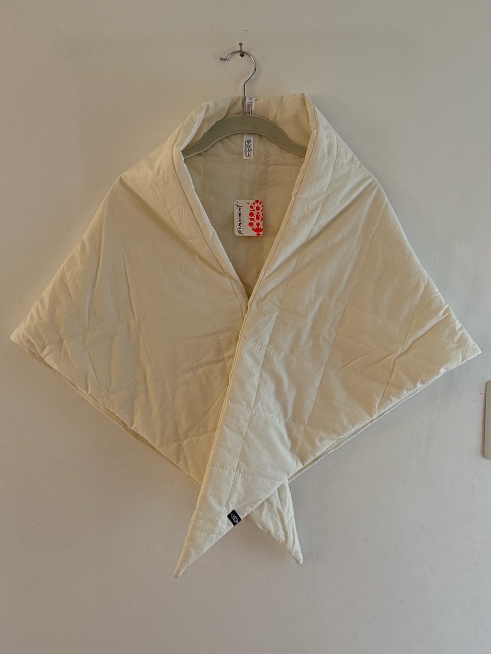 Free People Ivory Quilted Puffer Wrap Capelet